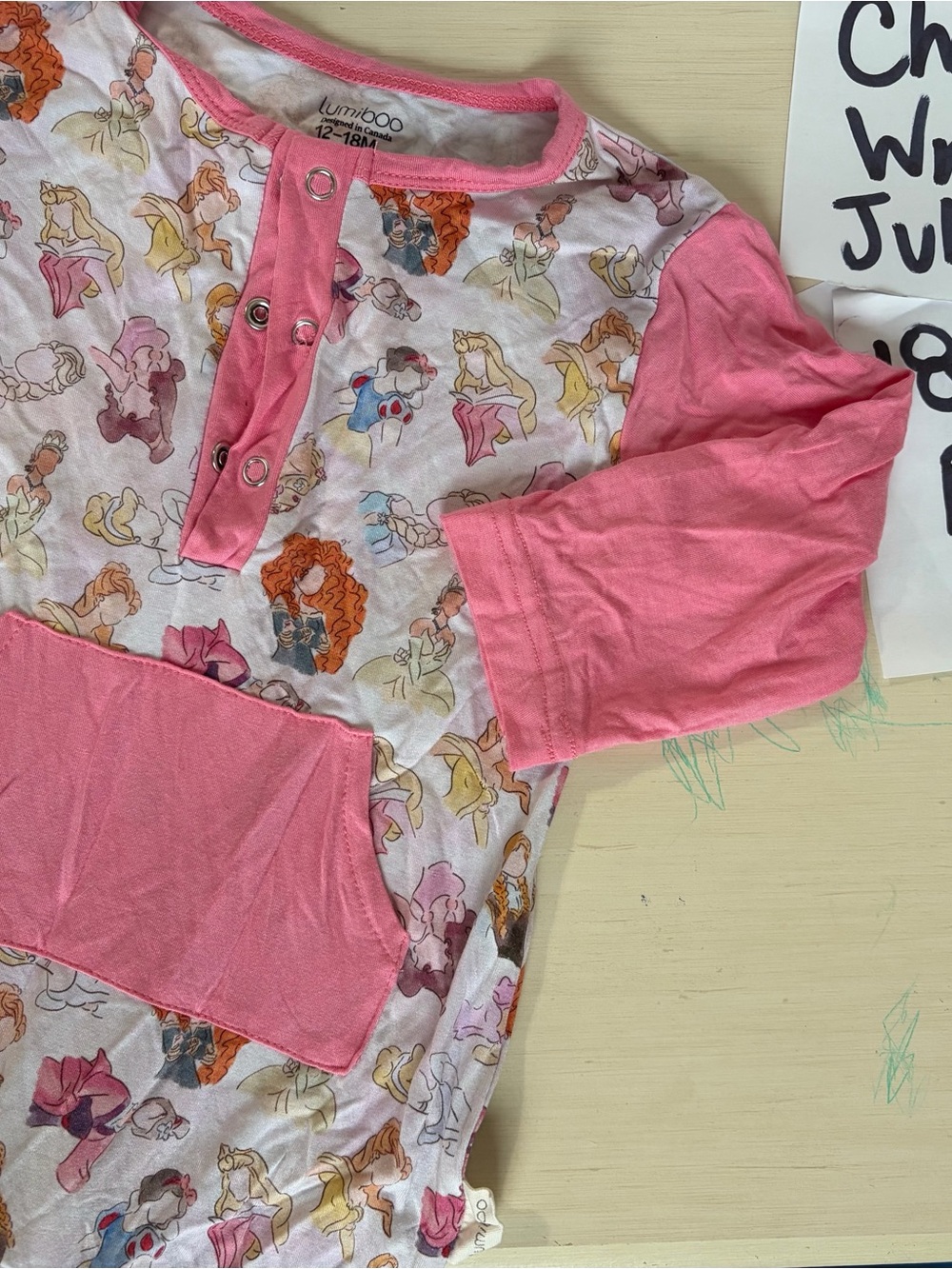 Baby Girl Pink Disney Princess Henley Romper
